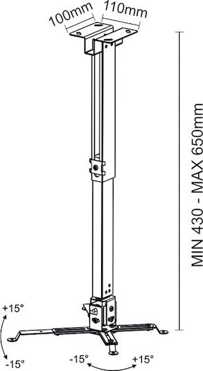 Sonora Projektorhalterung Decke Dual Project 650 Mount mit maximaler Belastung von 15kg Schwarz