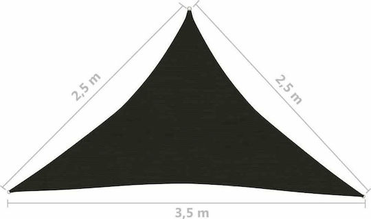 vidaXL Triangle Shade Sail Black With Hoop 2.5x3.5x2.5m 160gr/m² made of HDPE