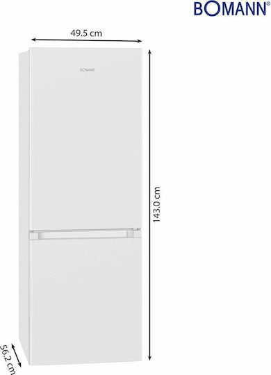 Bomann Combină frigorifică 175lt Î143xL49.5xA56.2cm. Alb KG 320.2