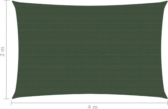 vidaXL Rectangular Shade Sail Green With Hoop 2x4m 160gr/m²
