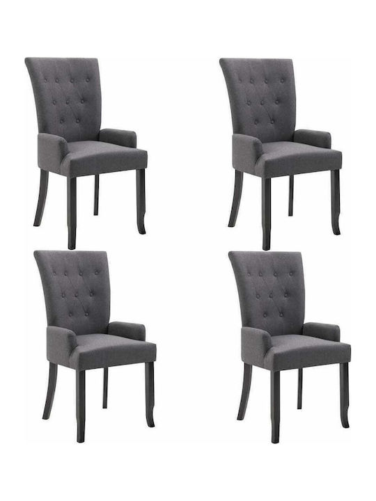 Dining Room Fabric Chair Dark Grey 54x56x106cm 4pcs