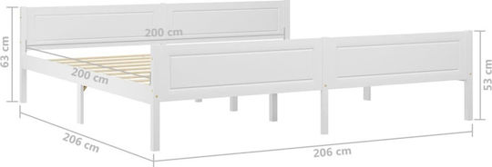 King Size Bett aus Massivholz Weiß für Matratze 200x200cm