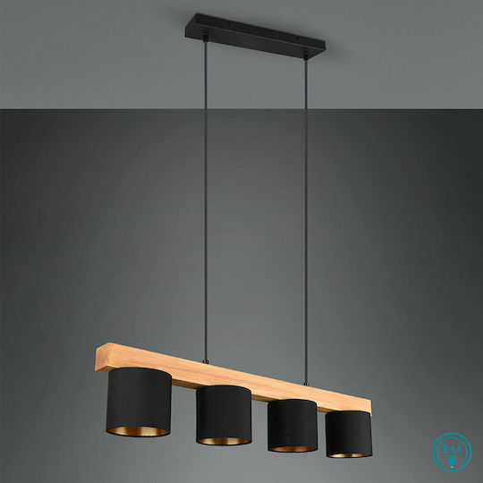 Trio Lighting Cameron Ρυθμιζόμενο Κρεμαστό Φωτιστικό Μαύρο Ράγα για 4 Λαμπτήρες E14 75x150εκ.