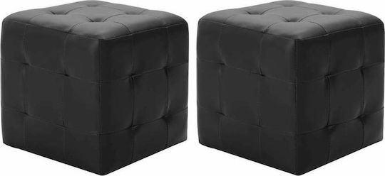 Табуретка Дневна стая Изкуствена кожа Черен 2бр 30x30x30бр