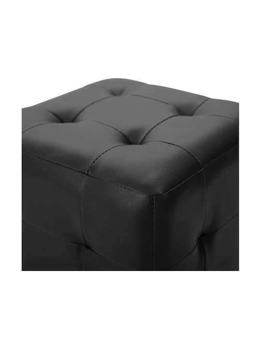 Stool For Living Room Upholstered with Leatherette Black 2pcs 30x30x30cm