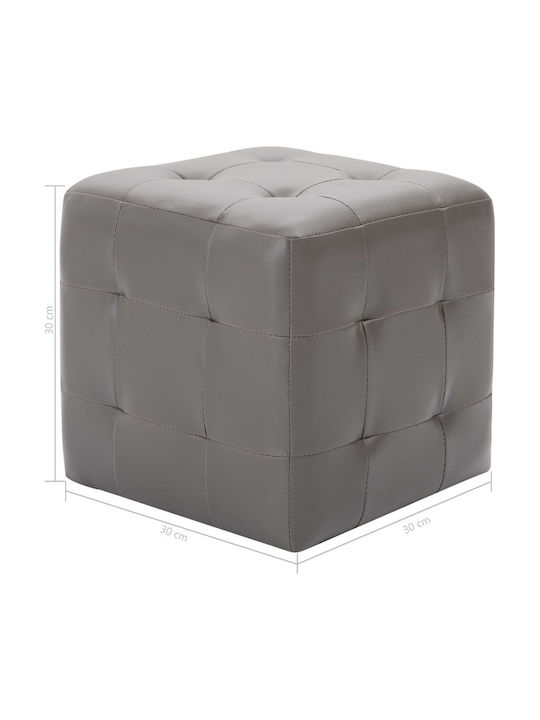 Stool For Living Room Upholstered with Leatherette Gray 2pcs 30x30x30cm