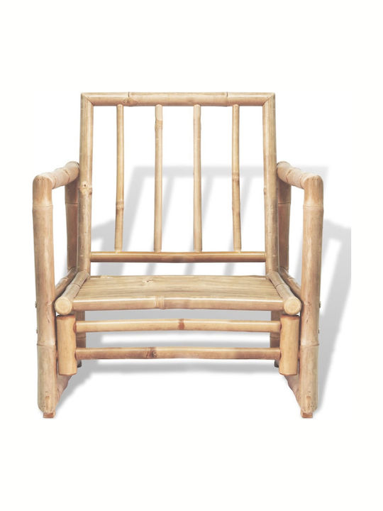 Fotoliu de exterior Bambus Alb cu pernă 2buc 60x65x72cm