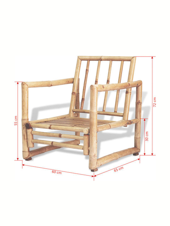 Fotoliu de exterior Bambus Alb cu pernă 2buc 60x65x72cm