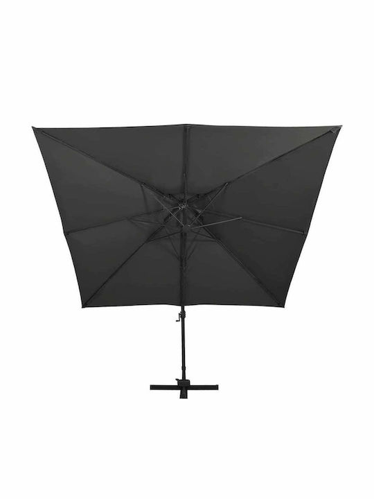 Professioneller Hängender Quadratischer Aluminium Garten- und Terrassen-Sonnenschirm Schwarz 3x3m