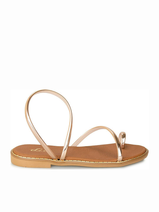 Leather Women's Flat Sandals Flatforms in Gold Color