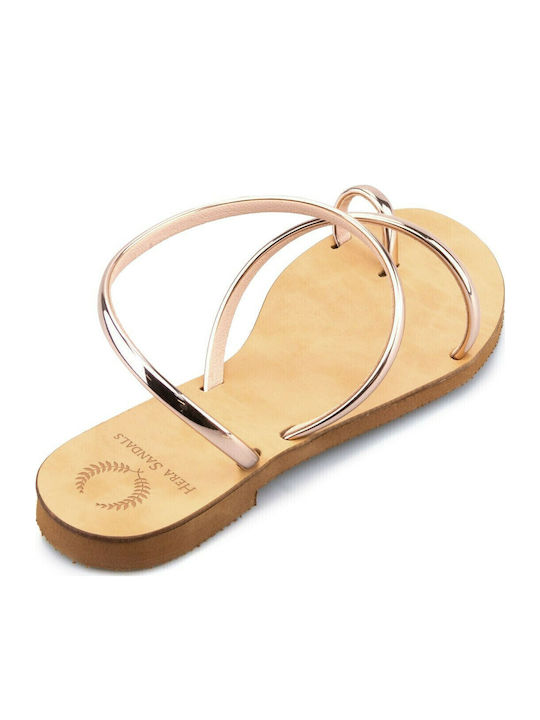 NPD-329 Leder Flache Sandalen für Damen Bronze