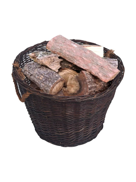 vidaXL Metallic Basket Wood Storage 60x60x38cm Brown