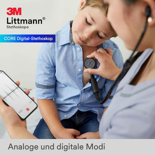 3M Core Digital Καρδιολογικό Στηθοσκόπιο Non Chill με Διπλό Κώδωνα Μαύρο