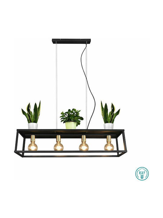 Trio Lighting Vito Adjustable Pendant Light Black Rail for 4 Bulbs E27 100x150x100cm