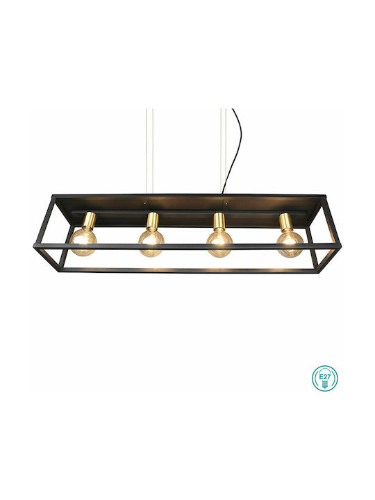 Trio Lighting Vito Adjustable Pendant Light Black Rail for 4 Bulbs E27 100x150x100cm