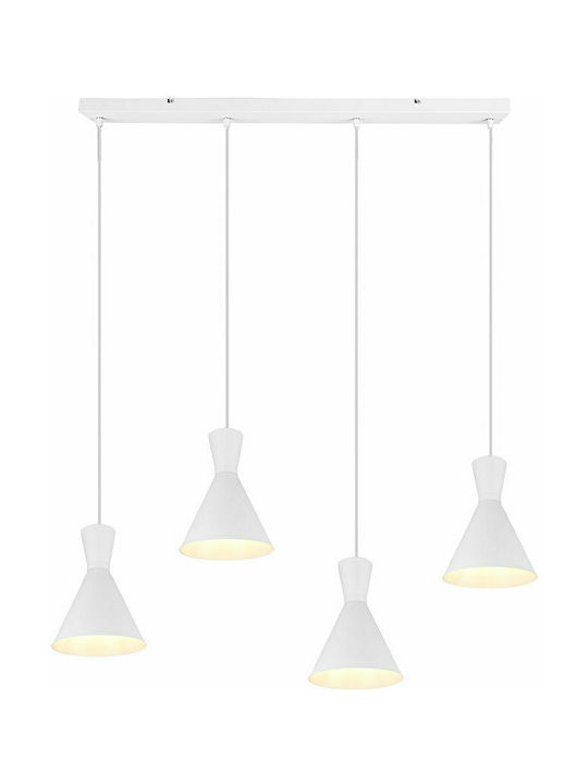 Trio Lighting Enzo Pendant Light White Rail for 4 Bulbs E27 90x150cm