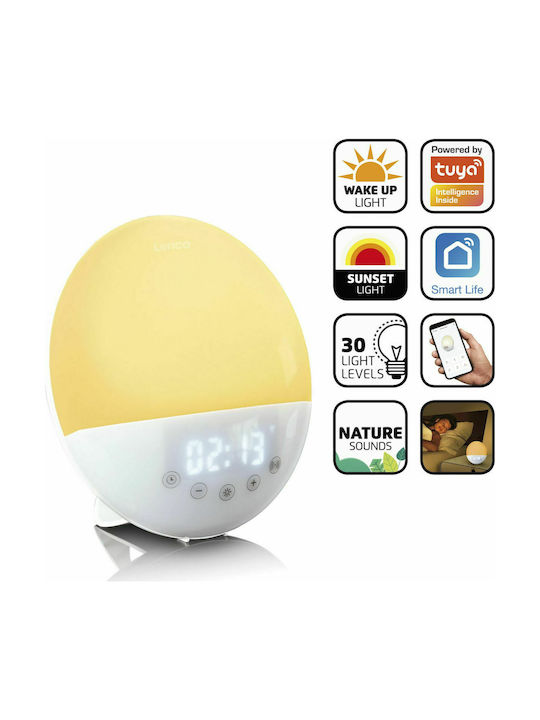 Lenco Tisch-Digitaluhr mit Wecker & Radio White CRW-110WH