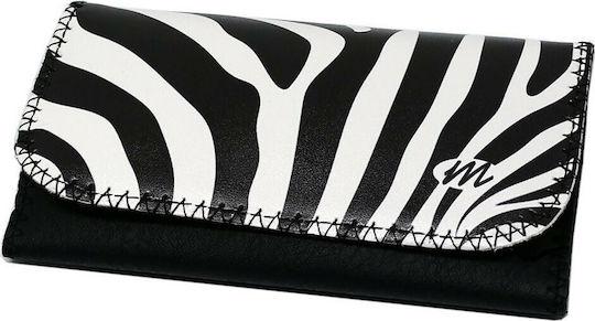 Monte Zebra Roxy Tabaktasche aus Künstliches Leder Schwarze mit Verschlussart mit Taste 16x8.5cm