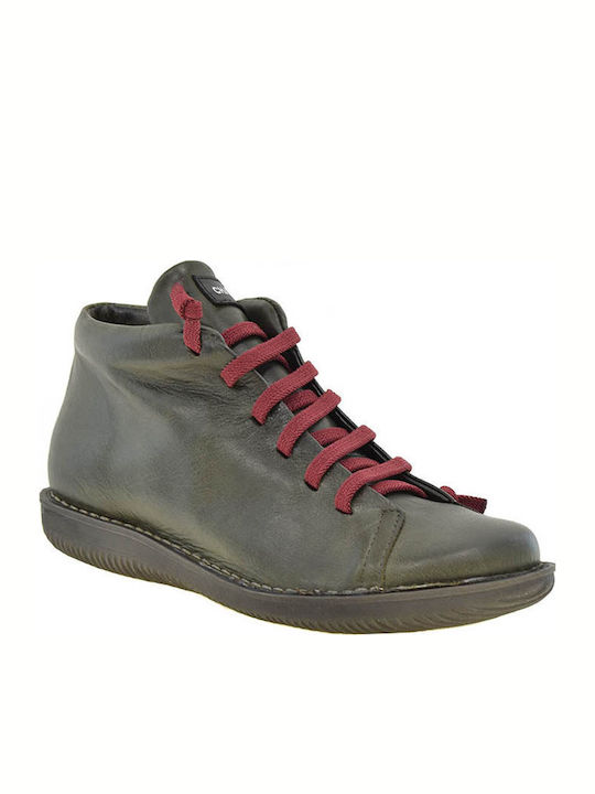 Leather Women's Ankle Boots Khaki
