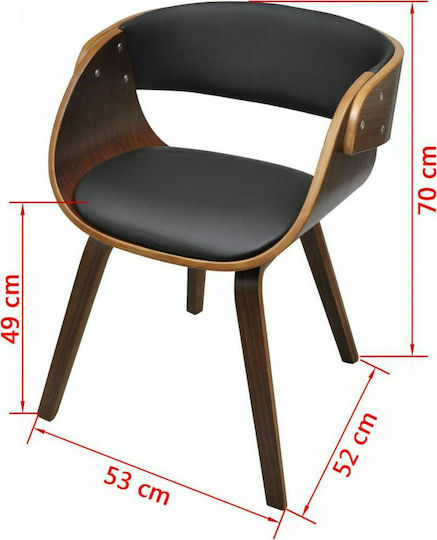 Dining Room Artificial Leather Chair Brown 53x52x70cm 2pcs