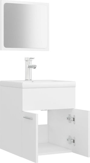 vidaXL Countertop with Sink & Mirror L41xW38.5xH46cm White