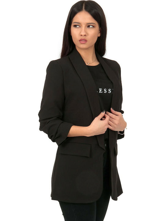 Silia D Long Women's Waisted Blazer Black