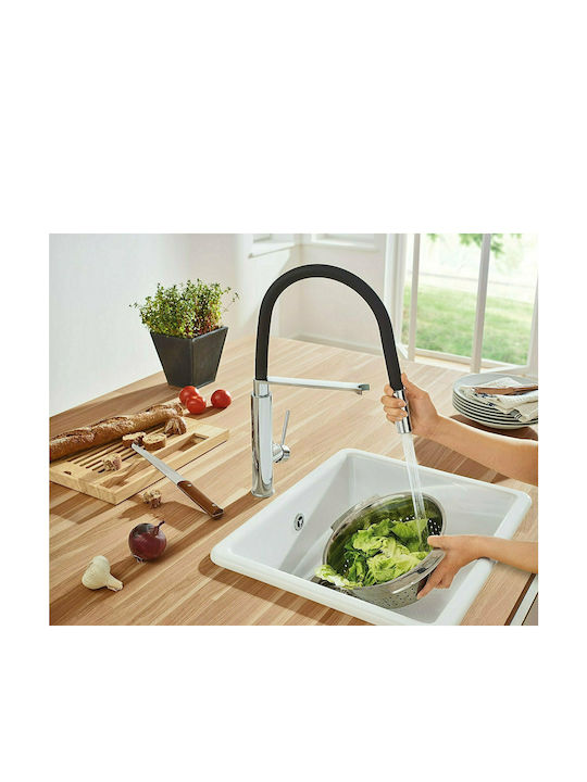 Grohe Concetto Висока Кухненски Смесител Настолен с Душ Черна