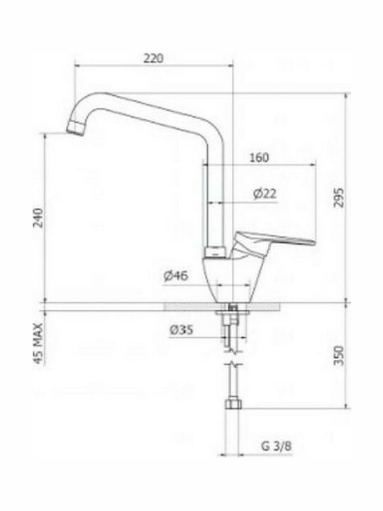 Ottone Meloda Arte L Kitchen Faucet Counter Silver