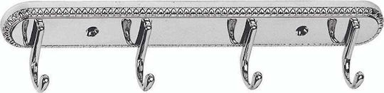 Gloria Napoleo Wall-Mounted Bathroom Hook with 4 Positions Silver