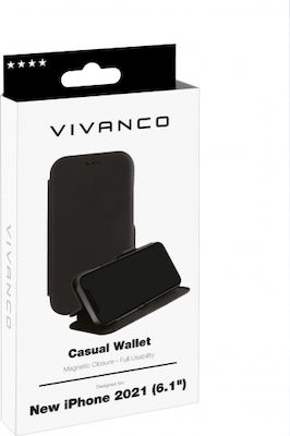 Vivanco Casual Synthetic Leather Book Black (iPhone 13)