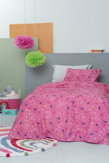 Palamaiki Semi Double Set with Elastic Band Comet Fuchsia 170x260cm Palamaiki Semi Double Set with Elastic Band Comet Fuchsia 170x260cm