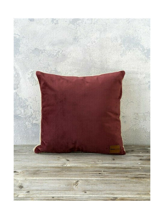 Nima Μαξιλάρι Καναπέ Nuan από Βελούδο Wine Red / Light Beige 40x60εκ.