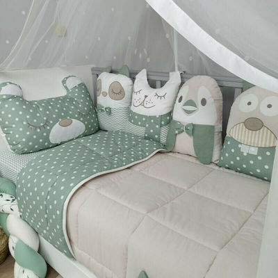 Baby Star Baby Crib Bedding Set Tiny Friends 3pcs Green