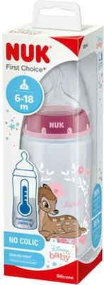 Nuk Plastic Bottle First Choice Plus Temperature Control Disney Classics Anti-Colic with Silicone Nipple for 6-18 months Pink Bambi 300ml 1pcs 10.741.997