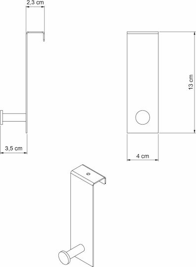 Grekon Κρεμάστρα Πόρτας Μονής Θέσης Ανοξείδωτη 4x3.5x13εκ.