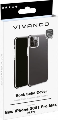 Vivanco Rock Solid Back Cover Silicon Transparent/Negru (iPhone 13 Pro Max)