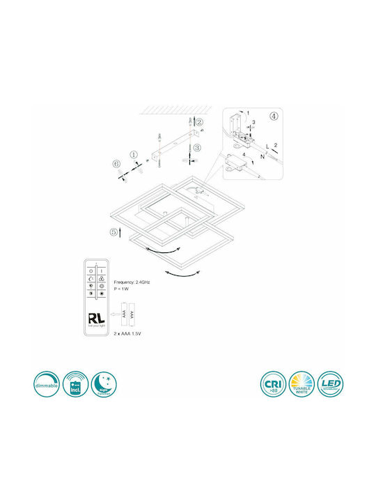 Trio Lighting Mobile Πλαφονιέρα Οροφής 39εκ. Ασημί με Ενσωματωμένο LED και Τηλεχειριστήριο