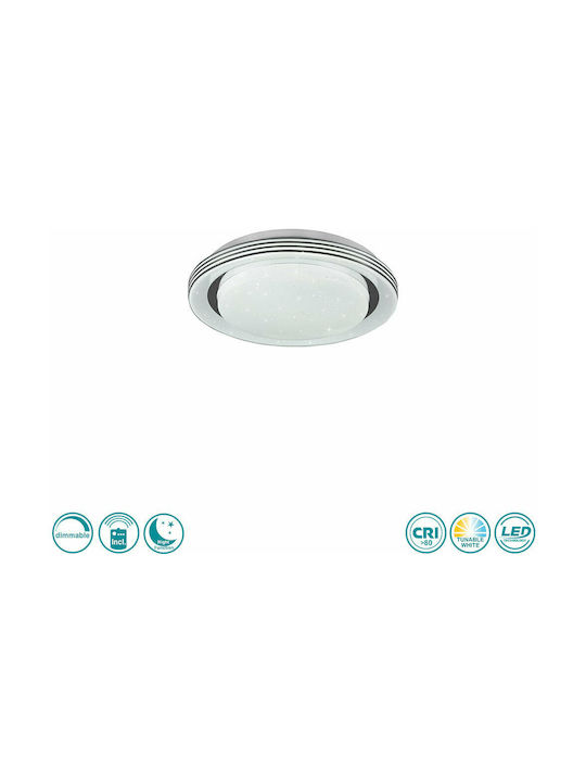 Trio Lighting Atria Πλαφονιέρα Οροφής 27εκ. Λευκή με Ενσωματωμένο LED και Τηλεχειριστήριο