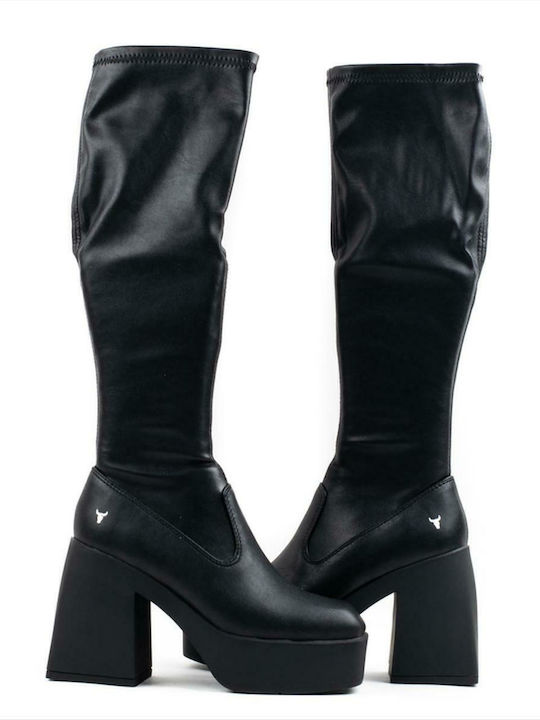 Leather High Heel Women's Boots Badgirls Black