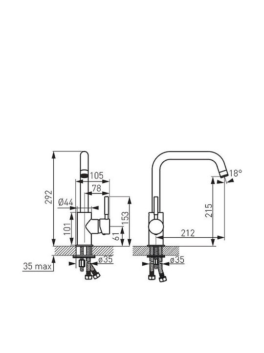 Ferro Ratio Tall Kitchen Faucet Counter Black