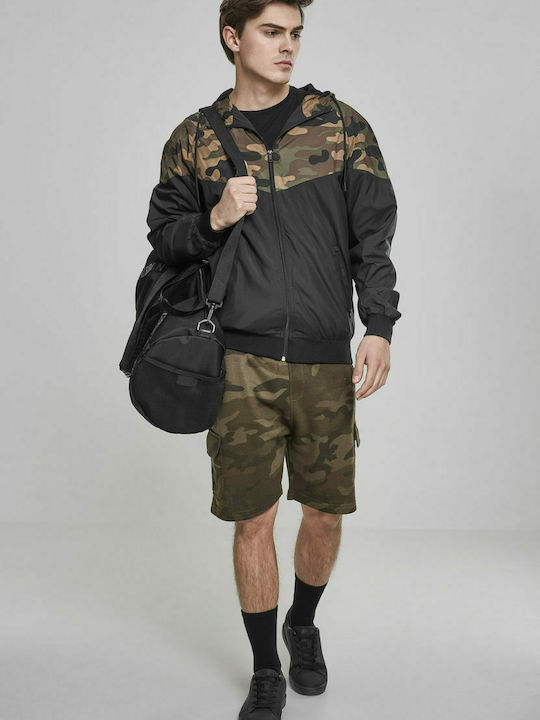 Urban Classics Men's Jacket Windproof Black / Wood Camo