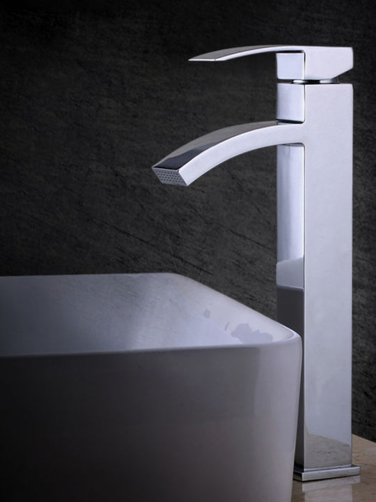 PO015 Mixing Tall Sink Faucet Silver
