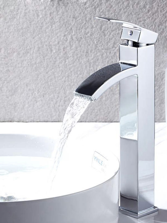 PO015 Mixing Tall Sink Faucet Silver