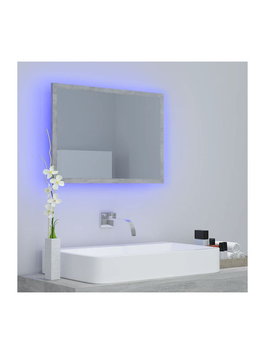 vidaXL Rectangular Bathroom Mirror Led made of Particle Board 60x37cm Gray