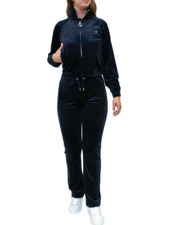 Diamante Tina Sweatpants Velvet Navy Blue