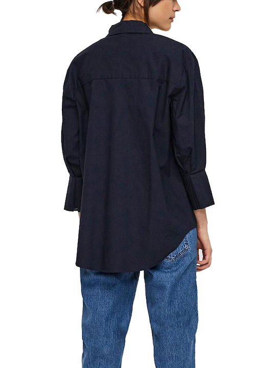 Vero Moda Women's Monochrome Long Sleeve Shirt Navy Blue