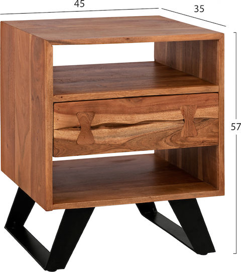 Fansi Ξύλινο με Μεταλλικά Πόδια Ακακία 45x35x57cm HM8473.11 Fansi Ξύλινο με Μεταλλικά Πόδια Ακακία 45x35x57cm HM8473.11