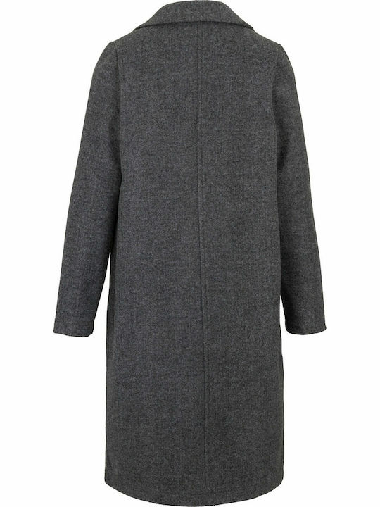 Losan 122-2004AL Women's Midi Coat with Buttons Gray