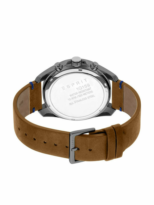 Esprit Men's Watch 45mm Chronograph Battery with Brown Leather Strap