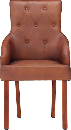Dining Room Genuine Leather Armchair Coffee 52x60x95cm 2pcs